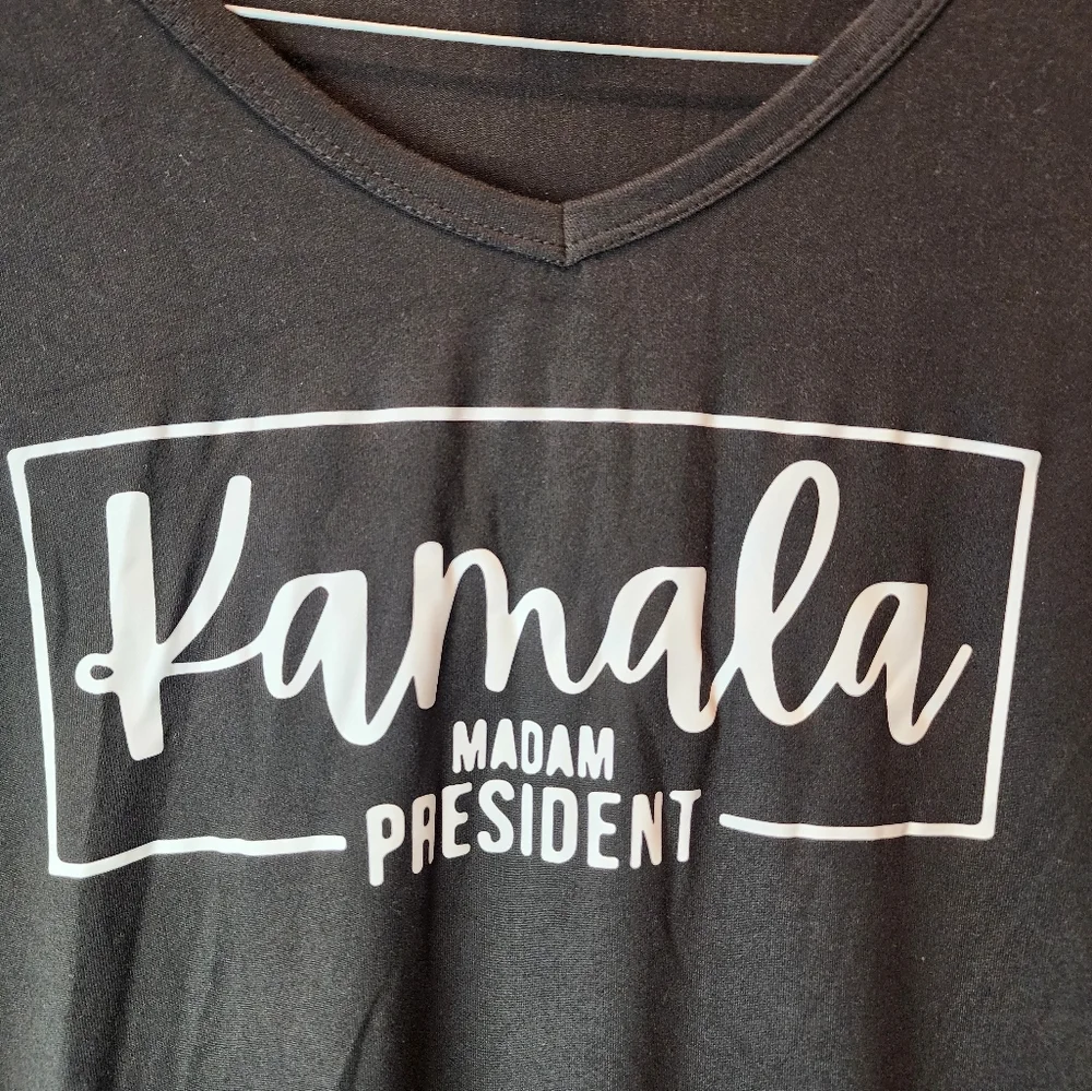 Kamala Harris Madam President Black Long Sleeve Slinky Stretch New T-Shirt XL - Picture 3 of 5